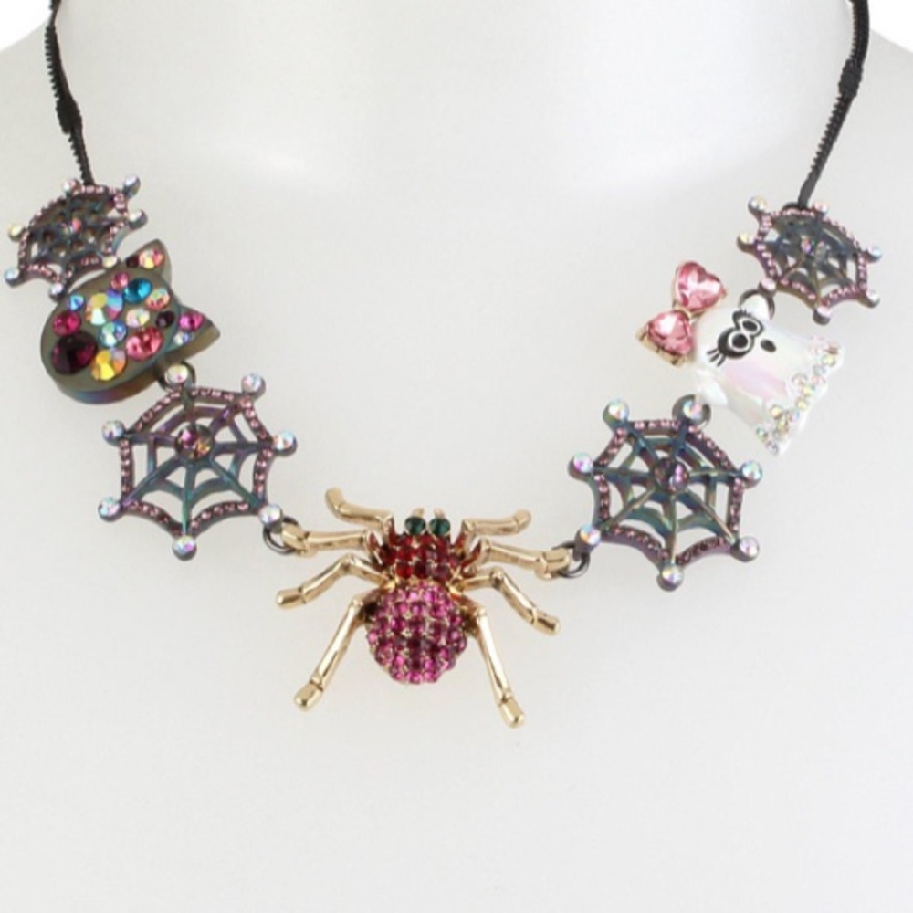 New Betsey Johnson Spider Mixed Charm  Necklace